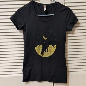 Bella Canvas Black Tee with Gold Crescent Design